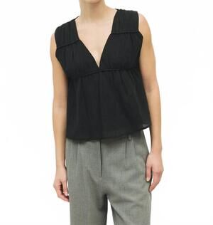 NEW MOD REF gathered neck sleeveless top in black